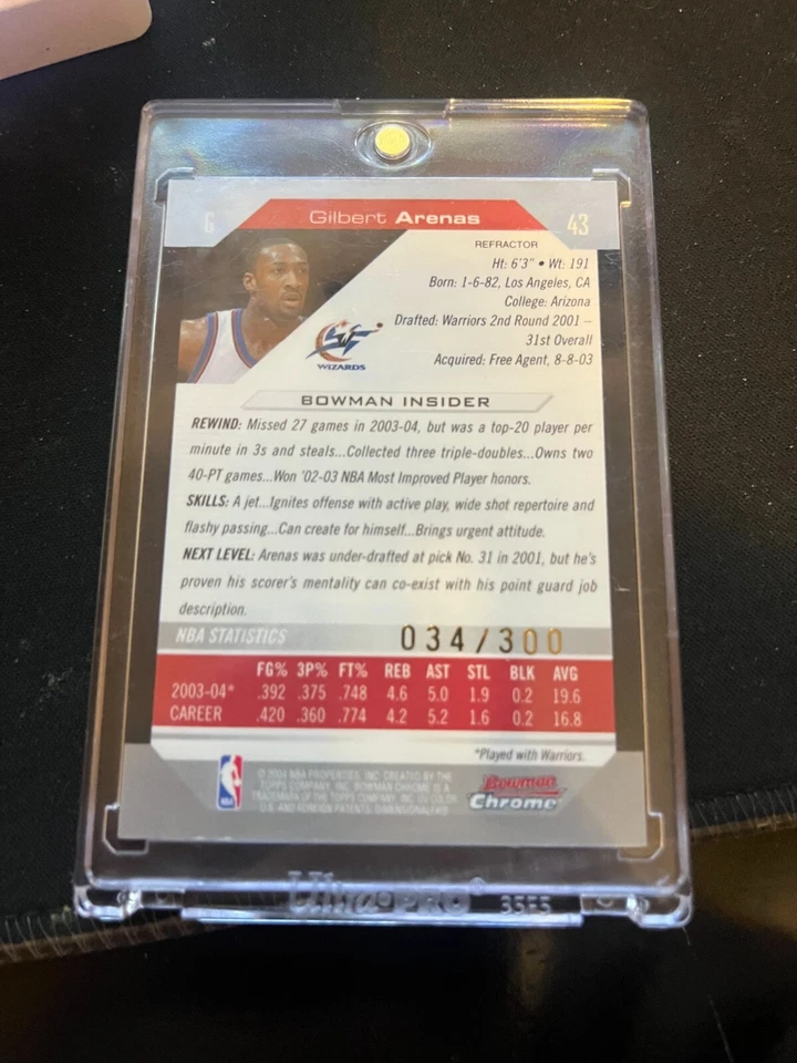 2004-05 Bowman Draft refractor de cromo/300 Gilbert Arenas #34 Foto 2 de 2