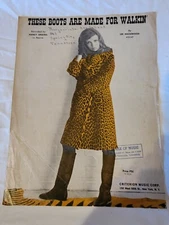 THESE BOOTS ARE MADE FOR WALKING Sheet Music Vintage 1966 Pop Nancy Sinatra Song