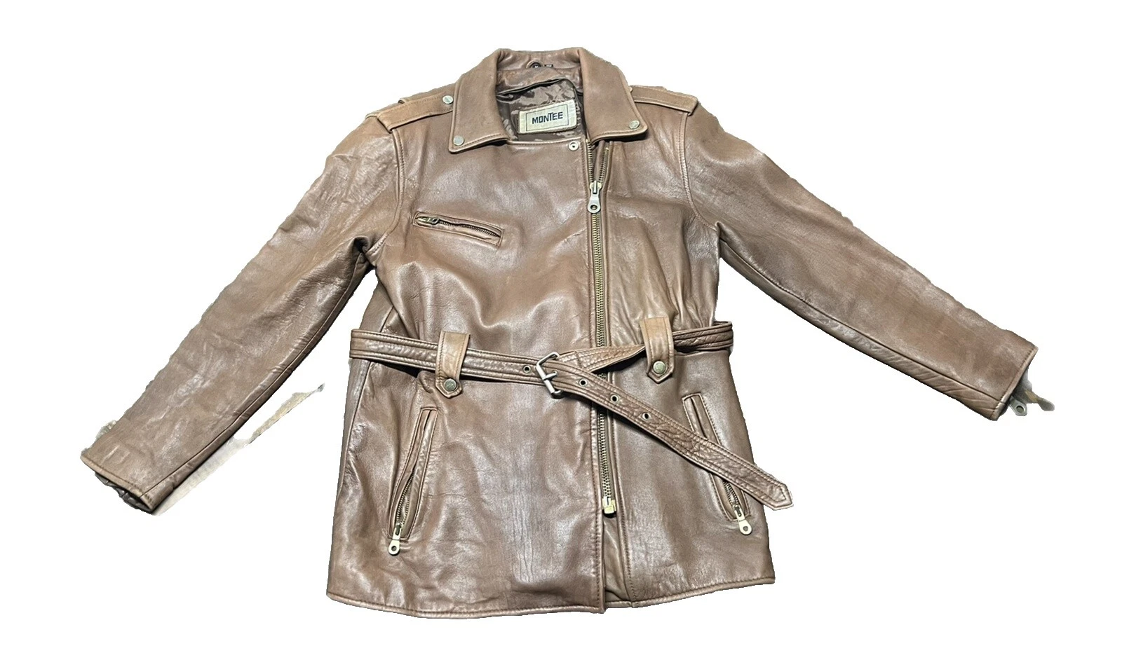 Ropa vintage de cuero marrón 1970s para Mujer