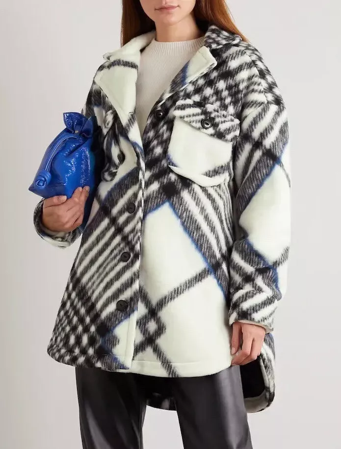 ANINE BING Oakley oversized checked brushed flannel jacket Large