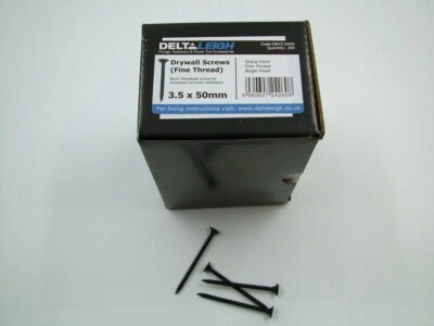 DELTA Drywall Plasterboard Screws Fine Thread Bugle Head Black 3.5 x 50mm box 200