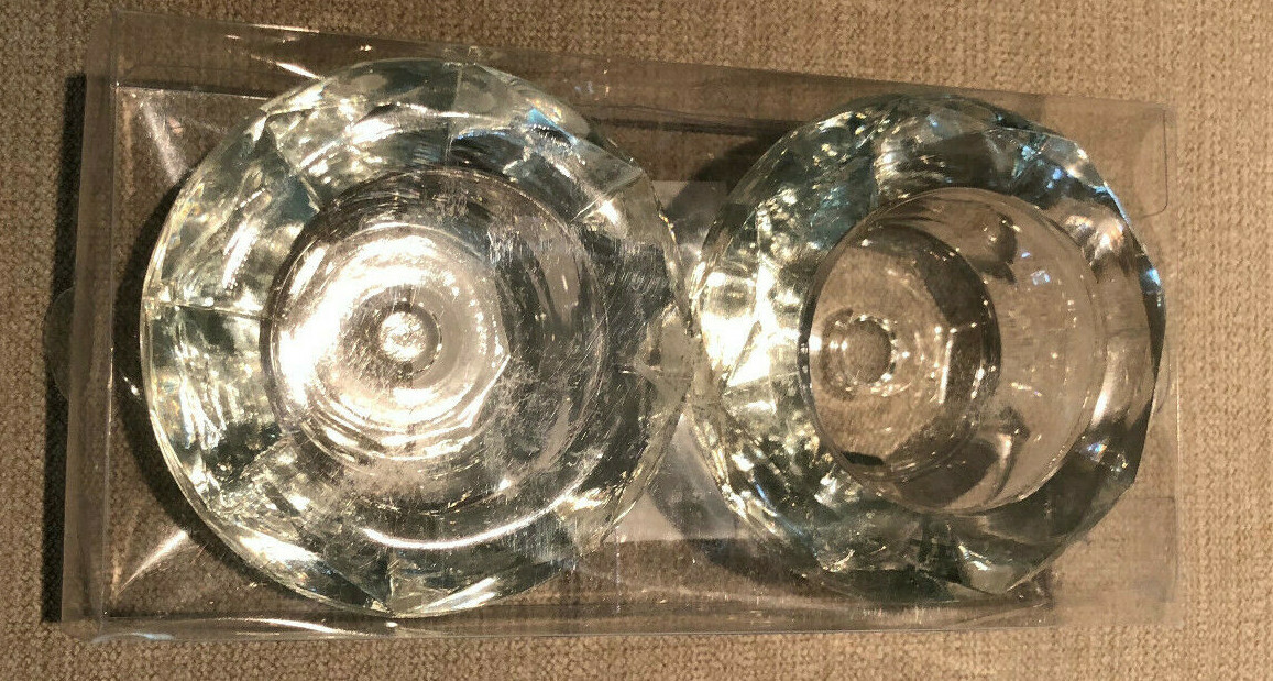 *2 PACK* Glass Candle Holders NEW IN BOX  Bougeoir Diameter about 3 inches each
