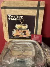 Towle Serving Tray Platter Plate Two-Tier Tid-Bit in Box Silverplate