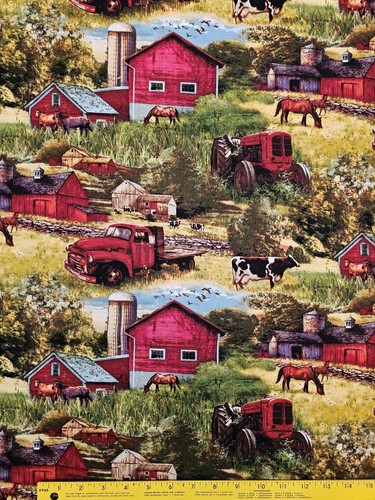David Textile - Farm Life - Barns and Trucks Quilting And Crafting Fabric 🛻🛻 - Picture 2 of 2