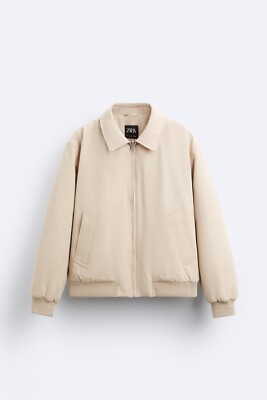 New Zara Padded Bomber Jacket 3918/606 M Beige puffer coat