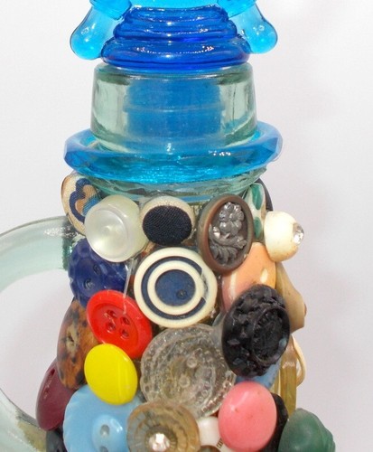 Vintage Button Art Wine Bottle Weeber Celluloid Glass Plastic Pearl Metal - Picture 13 of 19