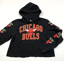 UNK Womens Chicago Bulls Crop Top Hoodie Sweatshirt Size M Medium