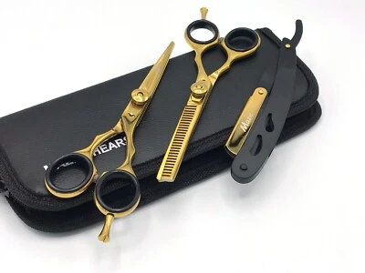 MAZE SHEARS Professional Barber Salon Hair Cutting Thinning Scissors Hairdressing Set Gold