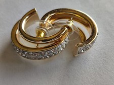 Zirconia Moon Golden Women's Double Hoop Statement Earrings