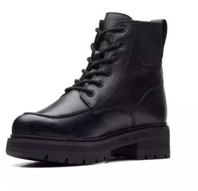 Clark's Women's Orianna Mid Black Warm Lined Leather Ankle Boot