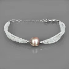 Dainty 4 Layer Moonstone & Peral Round Gemstone Beaded 2MM Women Bracelets 6-8''