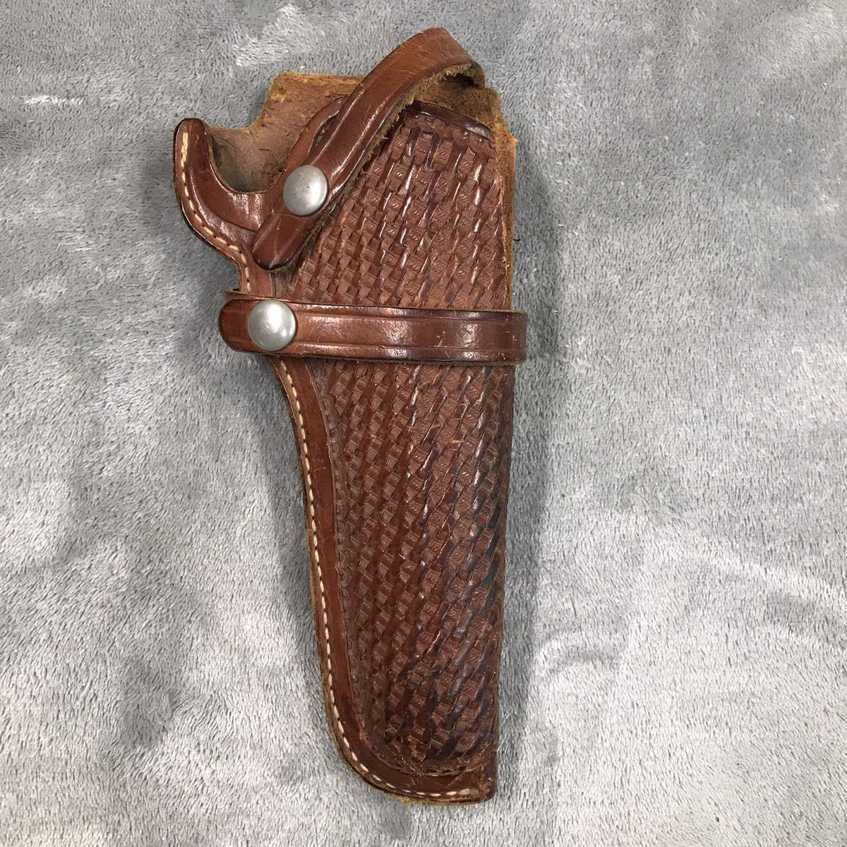 Viking Holster Brown Basket Weave Leather Rt Hand Pistol #43