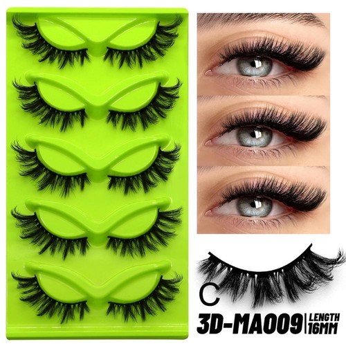 5 Pairs Cat Eye Lashes Faux Mink Eyelashes Winged End Elongated Eye New S2I7 - Foto 17 di 32