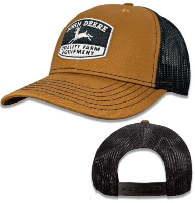 NEW John Deere Construction Brown Black Mesh Vintage Logo Cap Hat LP82702
