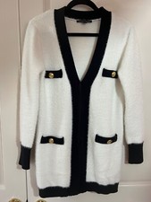 Ivory and black cardigan Chanel inspired with gold buttons