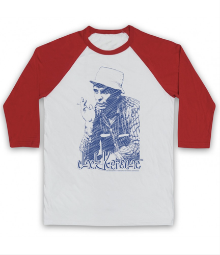 BEATNIK SKETCH UNOFFICIAL JACK KEROUAC 3 BEAT WRITER 3/4 SLEEVE BASEBALL TEE - Picture 7 of 20