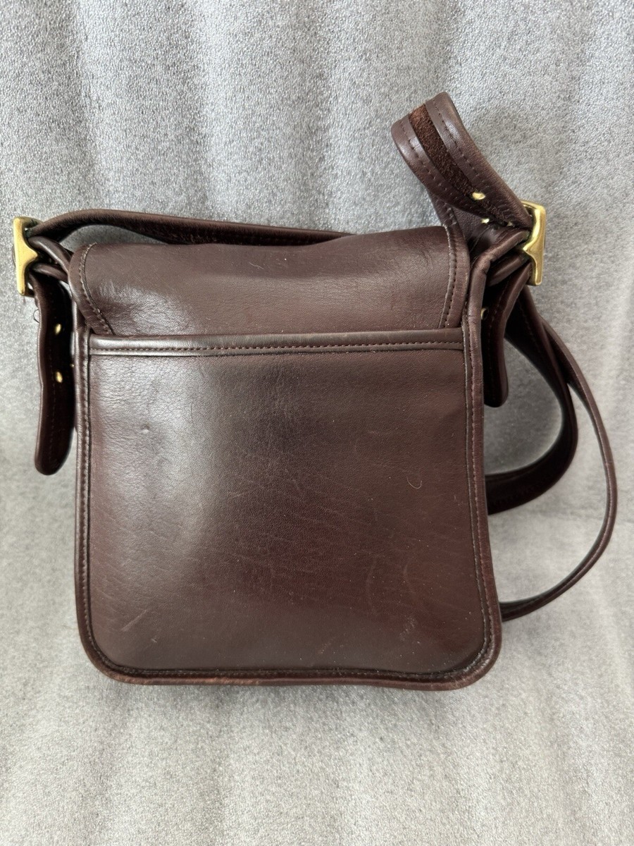 Vintage COACH Brown Leather North South Slim 1990's Flap Bag