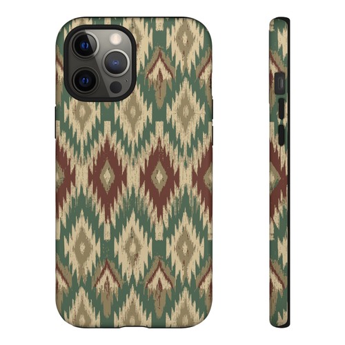 Ikat Pattern Phone Case, Boho Chic Tech Accessory, Tough Cover Mobile Case - 第 112/239 張圖片