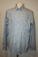GUESS Blue Green Stripe Embroidered Long Sleeve Button Up Dress Shirt Sz XL