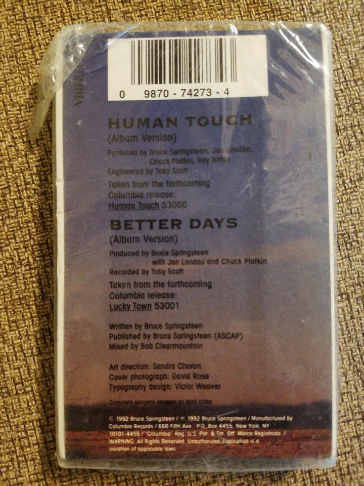 Bruce Springsteen Human Touch & Better Days Cassette Single -STILL SEALED- - Image 2 of 3