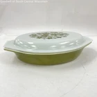 Vintage PYREX 063 Spring Blossom Green 1-Quart Divided Casserole Dish