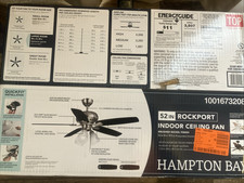 Hampton Bay Rockport 52 in. Indoor LED Brushed Nickel Ceiling Fan 1001673208