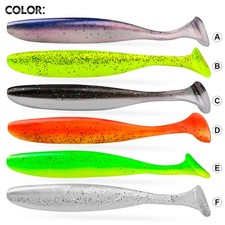 50PCS Fishing Soft Plastic Lures Paddle Tail Shad Worm Bait Swimbaits Bass Trout