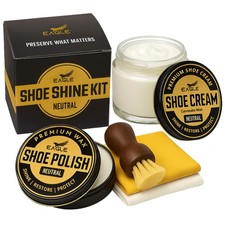Eagle Shoe Shine Kit Neutral   5 Piece Leather Polish  50mL,