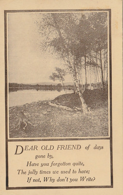 Vintage 1912 Scenic River Postcard with Verse Dear old friend postcard A 8326