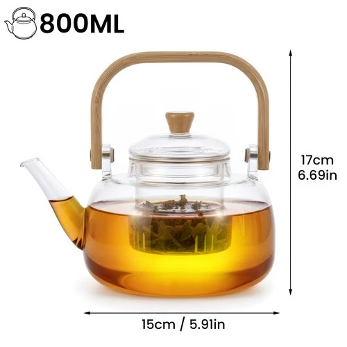 Clear Glass Teapot 800ML with Removable Infuser, photo 3