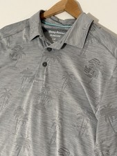 Tommy Bahama IslandZone Gray Palm Polo Shirt Men's Size L Short Sleeve Collared