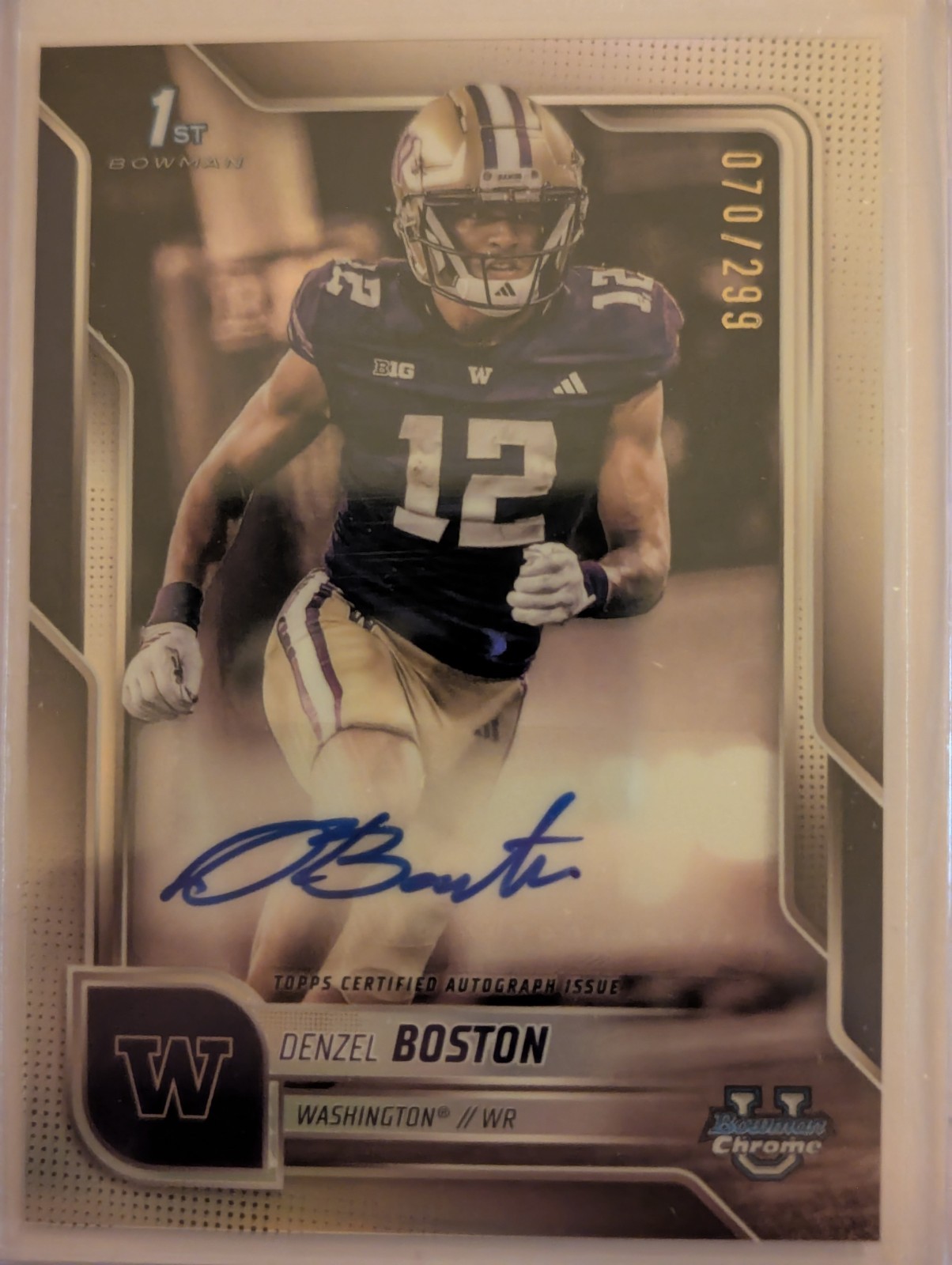 DENZEL BOSTON 2025 Bowman U University 1st Chrome Refractor AUTO #/299