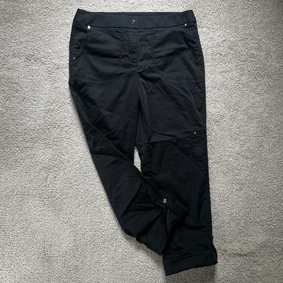 Chico s Casual Button Cuff Crop Pants Size 0 US 4 Black Pockets Cargo