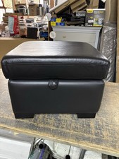 DFS WANDER STORAGE FOOTSTOOL CHARCOAL LEATHER RRP £449 EX DISPLAY