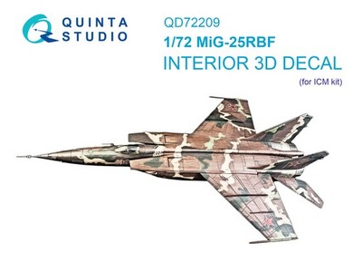 Quinta Studio 1/72 MiG-25RBF 3D-Printed & colour Interior on decal paper (ICM)