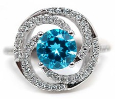 2CT Blue Topaz White Topaz 925 Genuine Sterling Silver Ring Jewelry Sz 8