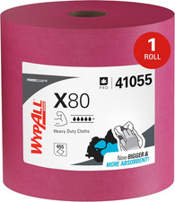 Powerclean X80 Cloths Heavy Duty Wipes (41055), Jumbo, Extended Use Towels, Red 