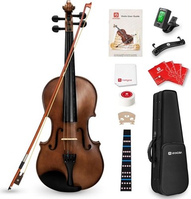 Vangoa 4/4 Solid Wood Acoustic Violin Full Size Fiddle Set