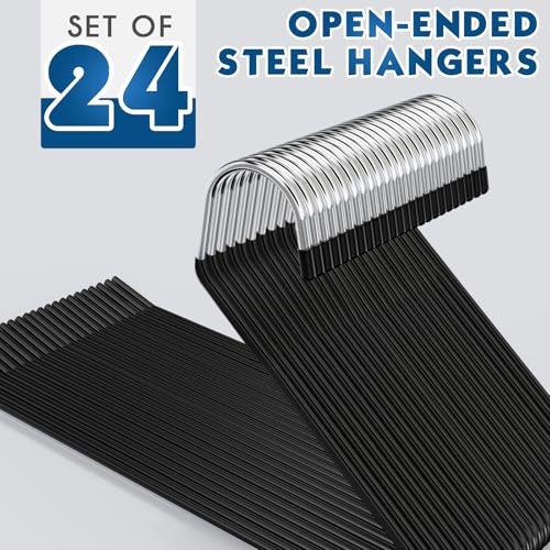 Strapazierfähige Hosenbügel aus Metall, 24er Pack Jeansbügel für Schrank, 4 mm schwarz - Bild 3 von 8