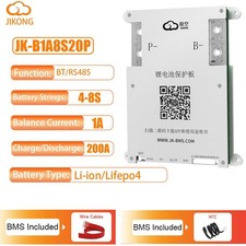 JIKONG JK-B1A8S20P Smart BMS 4-8S 200A Li-Ion LiFePo4 Battery 1A Active Balance