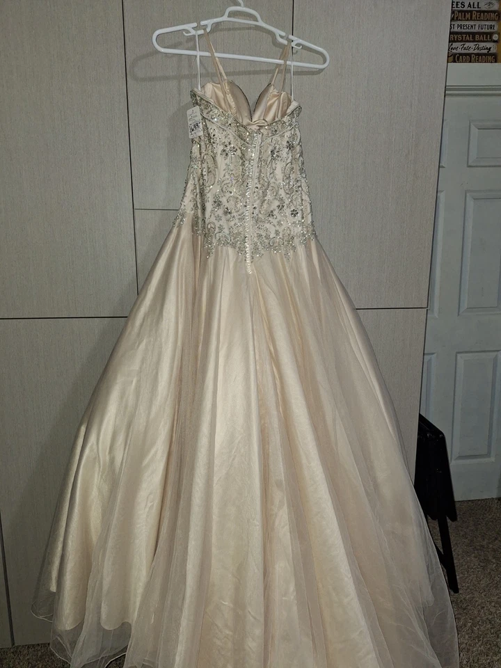 Christina Wu Champagne Beaded Ball Gown - Image 3 of 4