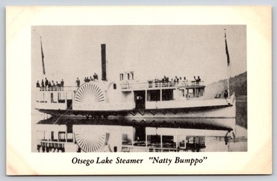 Transportation~Otsego Lake Steamer Ship Natty Bumppo~Reflection~1950s Postcard