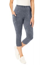 Woman Within Plus Size Stretch-Cotton Knit Pull-On Pocket Capri Leggings