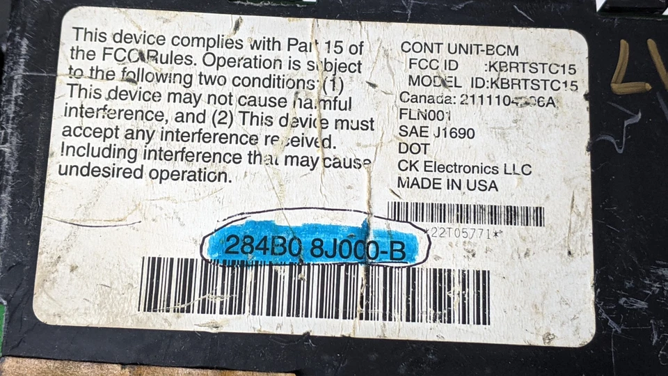 Módulo de control de carrocería Nissan Altima 2002-04 computadora OEM 284B0-8J000-B con cableado Foto 2 de 2
