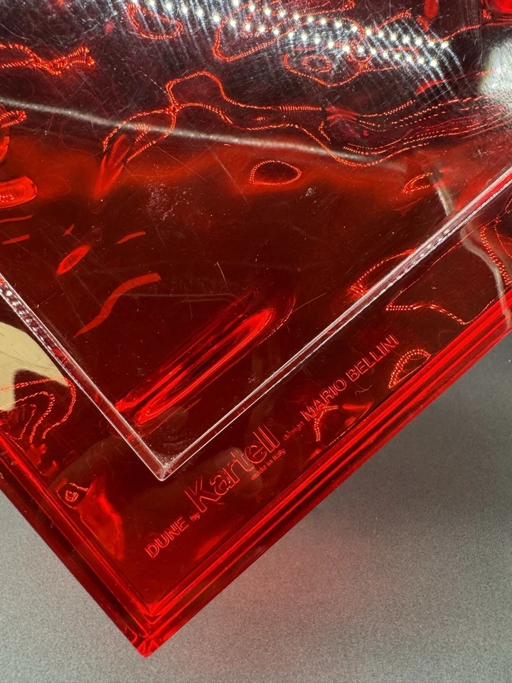 Plato Bandeja Roja Pequeña Dune Kartell Mario Bellini Hecho en Italia De Colección Foto 3 de 4