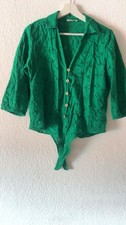 Damen Bluse Gr. 36 Grün Spitze Lochstickerei...