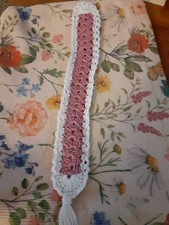 New Crochet Dusty Rose Bookmark 1 1/4" X 12" with Tassel