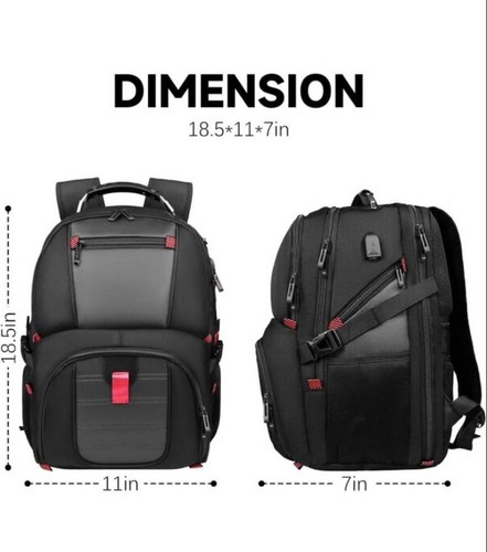 Large Backpack, Laptop Backpack, 18.5 Inch Black Grey Heavy Duty, Super Strong - Picture 7 of 11