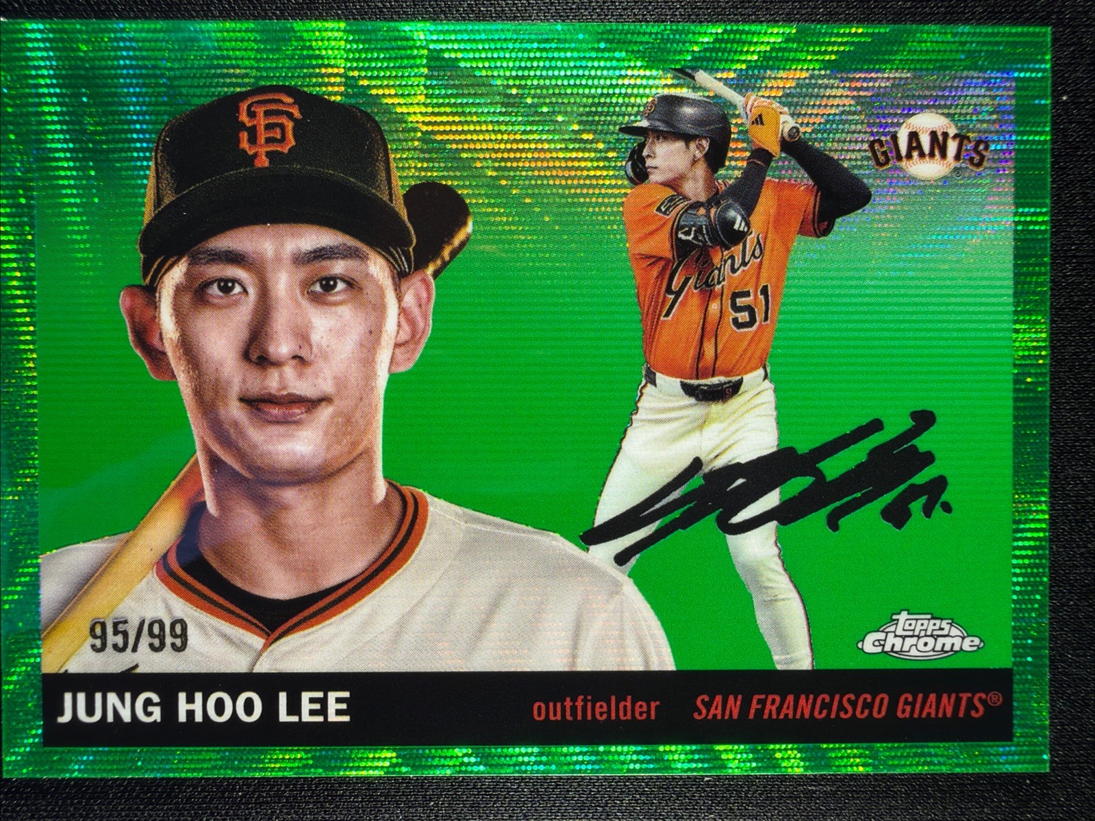 2025 Topps Chrome Platinum #106 Jung Hoo Lee Green Wave Refractor #/99