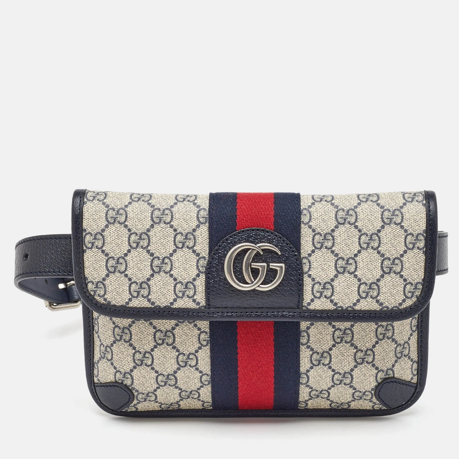 Petit sac ceinture Gucci beige/bleu marine GG Supreme toile Ophidia